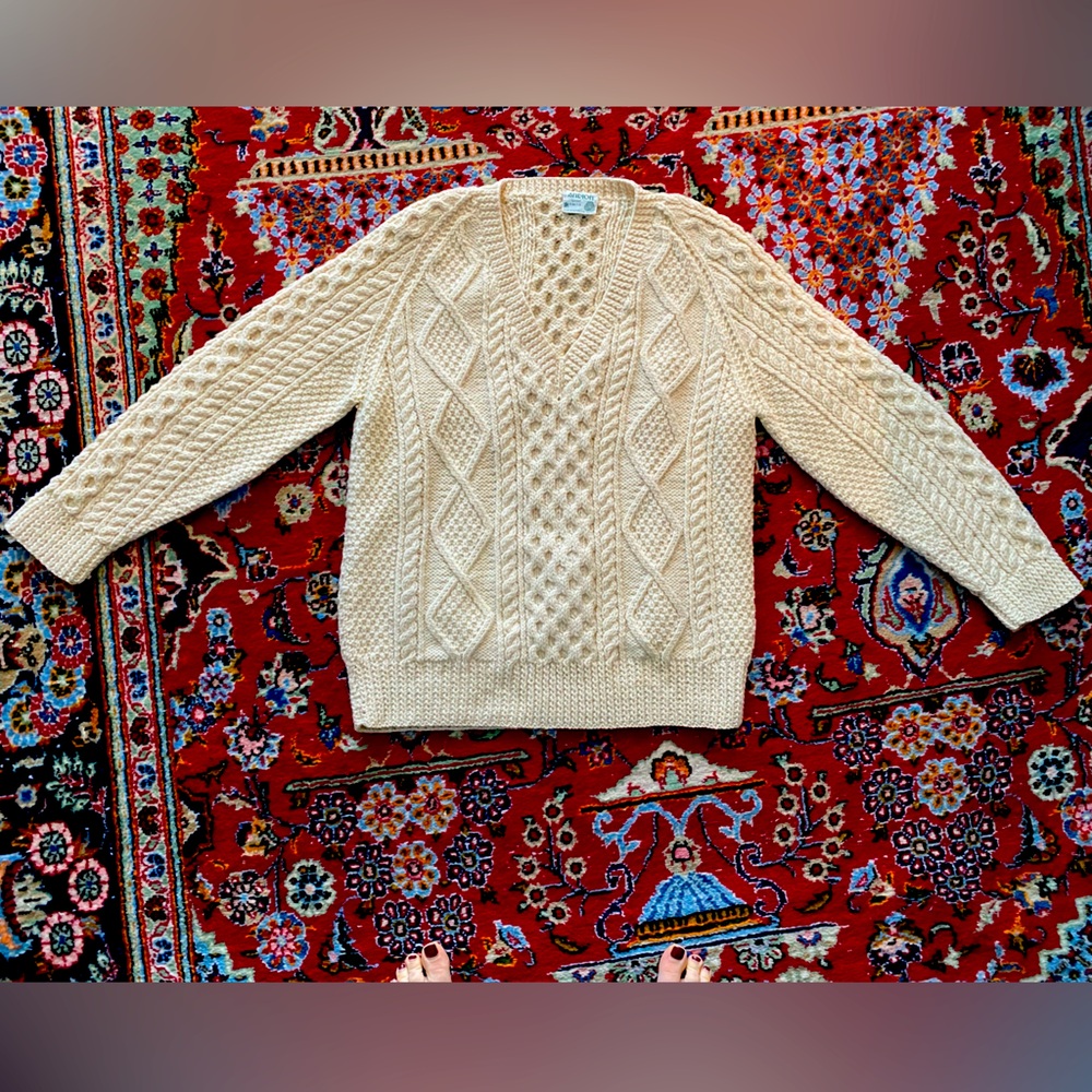 Vintage Irish 100% Wool Hand-Knit Sweater